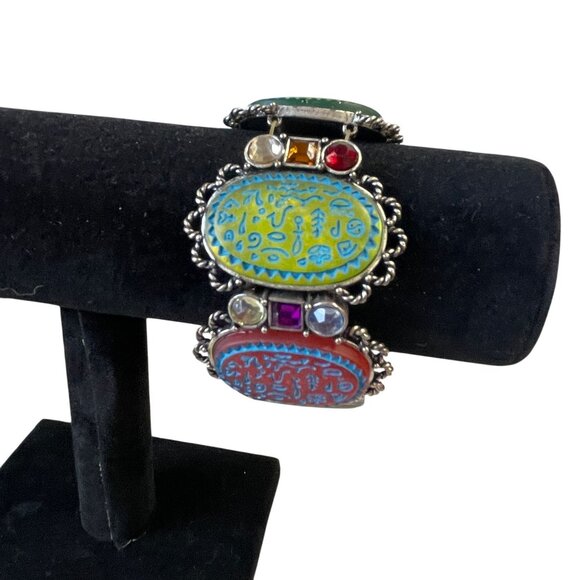 Chico's Luxor Multicolor Oval Stretch Statement Bracelet Large - Picture 6 of 9